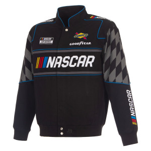 NASCAR - bestickte Full-Snap NASCAR Racing Jacke Design 2026 - in schwarz